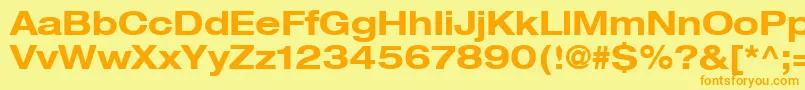 Heaveneticaextd7Boldsh Font – Orange Fonts on Yellow Background