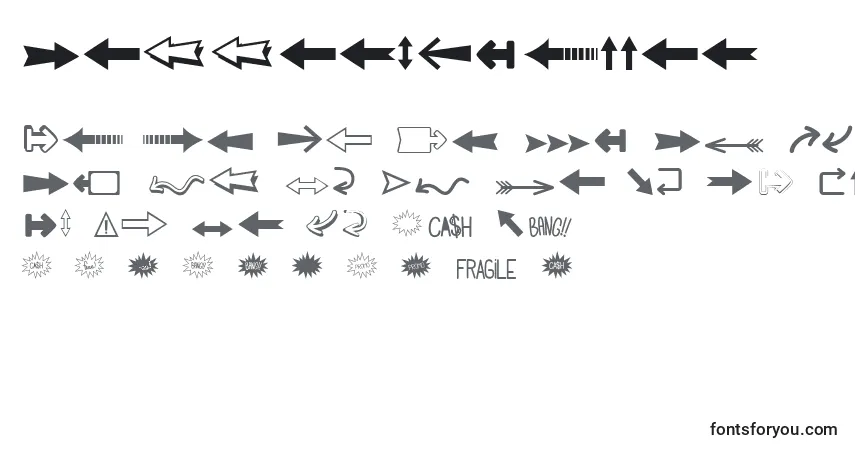 Czcionka Followthearrow – alfabet, cyfry, specjalne znaki