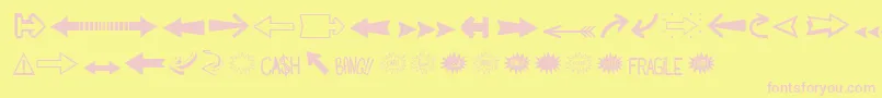 Fonte Followthearrow – fontes rosa em um fundo amarelo