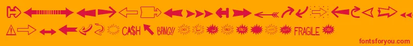 Followthearrow-Schriftart – Rote Schriften auf orangefarbenem Hintergrund