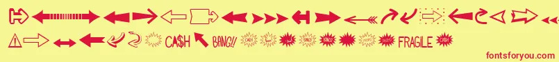 Followthearrow-Schriftart – Rote Schriften auf gelbem Hintergrund