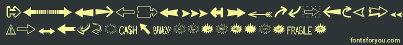 フォントFollowthearrow – 黒い背景に黄色の文字