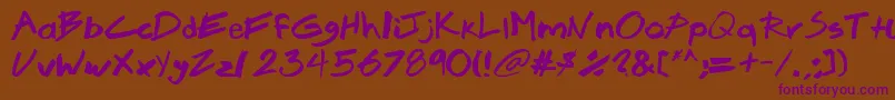 Brook-Schriftart – Violette Schriften auf braunem Hintergrund