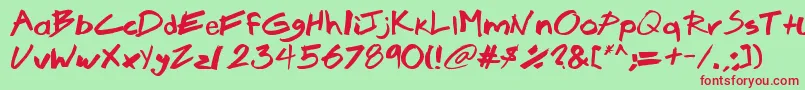 Brook-Schriftart – Rote Schriften auf grünem Hintergrund