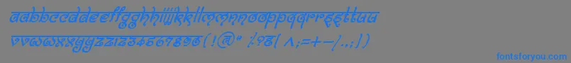 フォントBitlingmokshItalic – 灰色の背景に青い文字