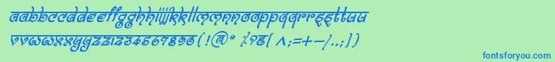 BitlingmokshItalic Font – Blue Fonts on Green Background
