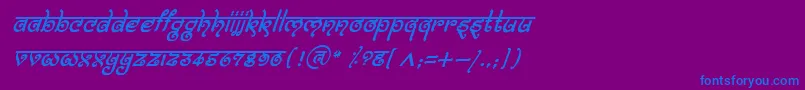 BitlingmokshItalic-fontti – siniset fontit violetilla taustalla