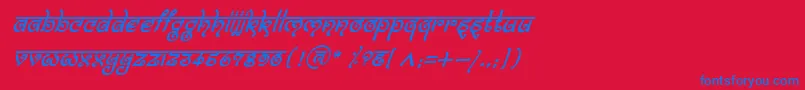 フォントBitlingmokshItalic – 赤い背景に青い文字