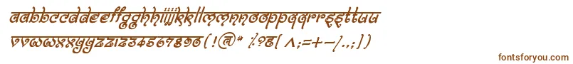 フォントBitlingmokshItalic – 白い背景に茶色のフォント