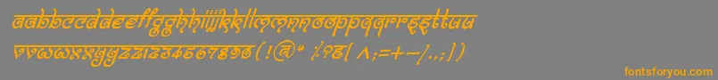 フォントBitlingmokshItalic – オレンジの文字は灰色の背景にあります。