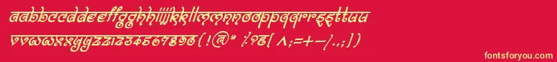 フォントBitlingmokshItalic – 黄色の文字、赤い背景