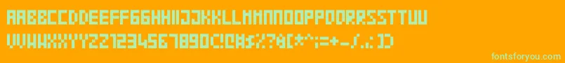 Blocko-Schriftart – Grüne Schriften auf orangefarbenem Hintergrund