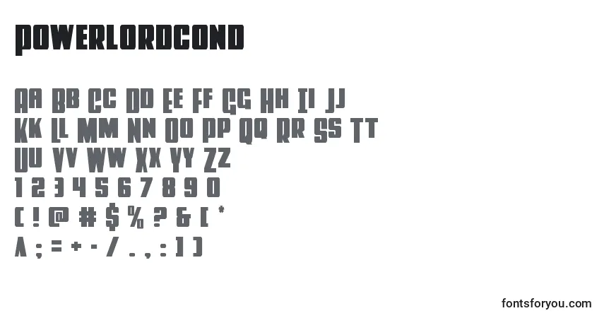 Schriftart Powerlordcond – Alphabet, Zahlen, spezielle Symbole