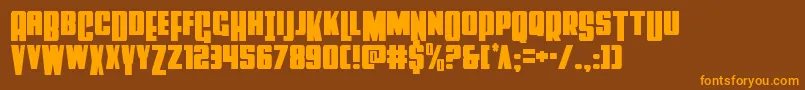 フォントPowerlordcond – オレンジ色の文字が茶色の背景にあります。