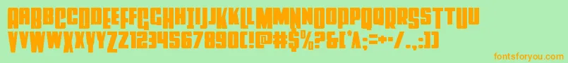Powerlordcond-Schriftart – Orangefarbene Schriften auf grünem Hintergrund