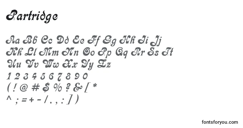 Czcionka Partridge – alfabet, cyfry, specjalne znaki