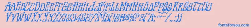 Instantzenrotal-Schriftart – Blaue Schriften auf rosa Hintergrund