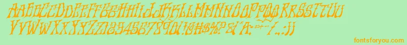 Instantzenrotal-Schriftart – Orangefarbene Schriften auf grünem Hintergrund