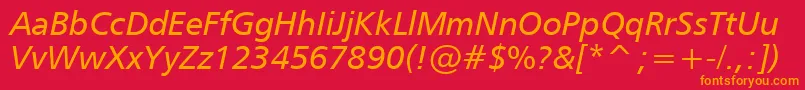 Humanist777ItalicBt Font – Orange Fonts on Red Background