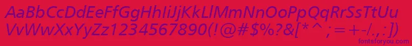 Humanist777ItalicBt Font – Purple Fonts on Red Background