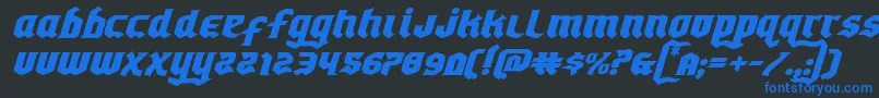 Empirecrownexpandital-Schriftart – Blaue Schriften auf schwarzem Hintergrund