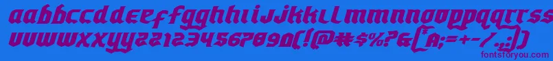 Empirecrownexpandital-Schriftart – Violette Schriften auf blauem Hintergrund