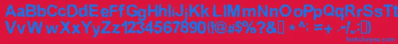 フォントInkedw – 赤い背景に青い文字