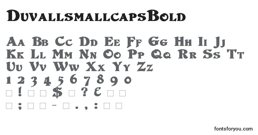 Czcionka DuvallsmallcapsBold – alfabet, cyfry, specjalne znaki