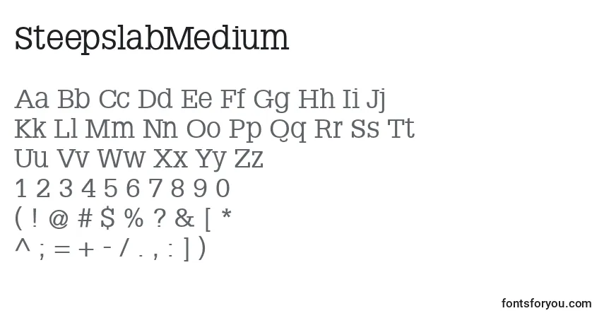 A fonte SteepslabMedium – alfabeto, números, caracteres especiais