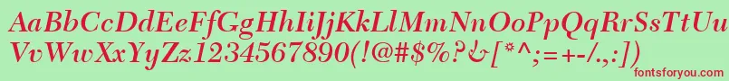 NewCaledoniaLtSemiBoldItalic Font – Red Fonts on Green Background
