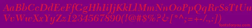 NewCaledoniaLtSemiBoldItalic Font – Red Fonts on Purple Background