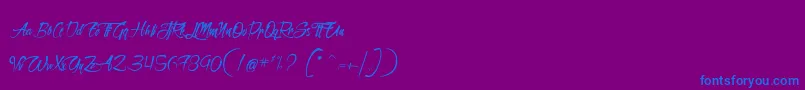 SanctuaireDuMachiniste-Schriftart – Blaue Schriften auf violettem Hintergrund