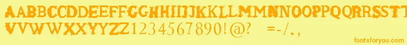 ShakenCoffeeRegular Font – Orange Fonts on Yellow Background