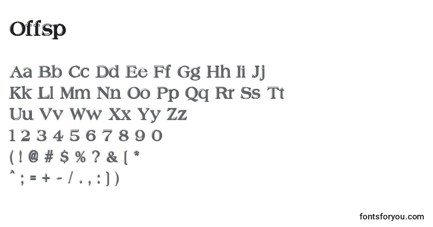 A fonte Offsp – alfabeto, números, caracteres especiais