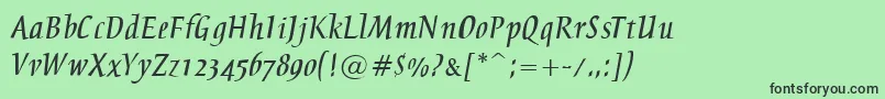 フォントBreezeNormal – 緑の背景に黒い文字