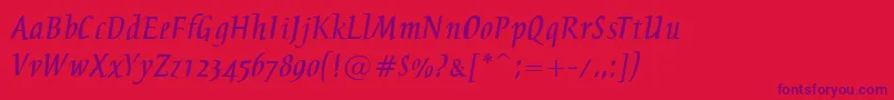 フォントBreezeNormal – 赤い背景に紫のフォント