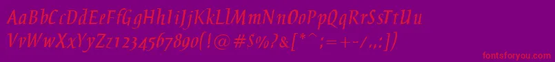 BreezeNormal-Schriftart – Rote Schriften auf violettem Hintergrund