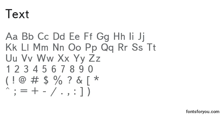 Czcionka Text – alfabet, cyfry, specjalne znaki