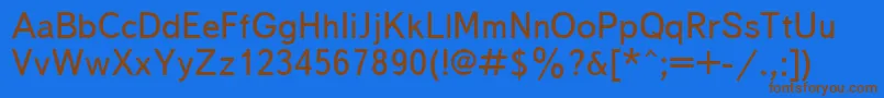 フォントText – 茶色の文字が青い背景にあります。