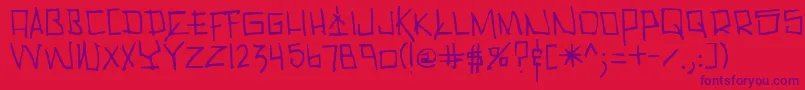 Cholo-Schriftart – Violette Schriften auf rotem Hintergrund