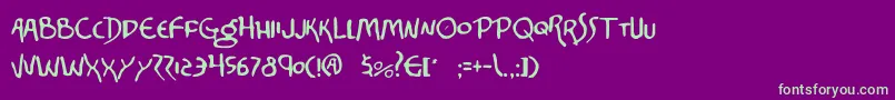 Corinthian-Schriftart – Grüne Schriften auf violettem Hintergrund