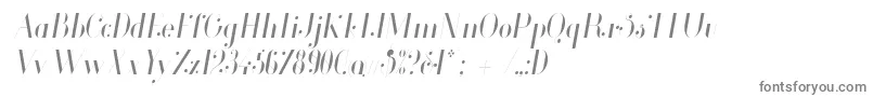 フォントGlamorLightCondensedItalic – 白い背景に灰色の文字