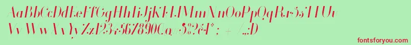 GlamorLightCondensedItalic Font – Red Fonts on Green Background