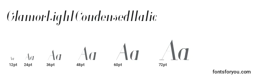 GlamorLightCondensedItalic Font Sizes