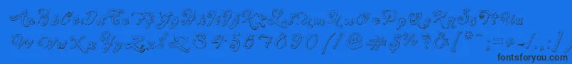 Fonte SketchHandwriting – fontes pretas em um fundo azul