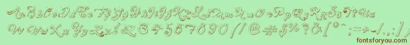 Fonte SketchHandwriting – fontes marrons em um fundo verde