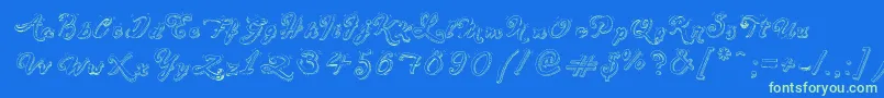 SketchHandwriting-Schriftart – Grüne Schriften auf blauem Hintergrund