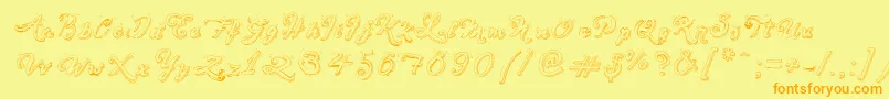 SketchHandwriting-Schriftart – Orangefarbene Schriften auf gelbem Hintergrund