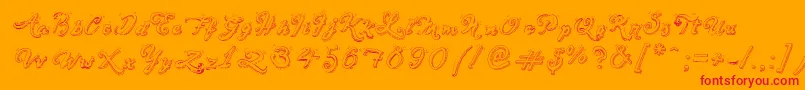 Fonte SketchHandwriting – fontes vermelhas em um fundo laranja