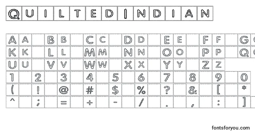 Schriftart QuiltedIndian – Alphabet, Zahlen, spezielle Symbole